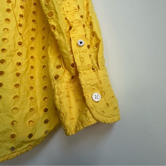 J. CREW Warm Sun Yellow CLASSIC-FIT SHIRT IN EYELET Cotton Button-Up Top 16 - Picture 14 of 15